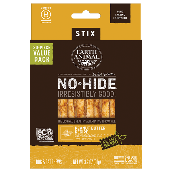 Earth Animal Dog/Cat NoHide Stix Peanut Butter 20pk