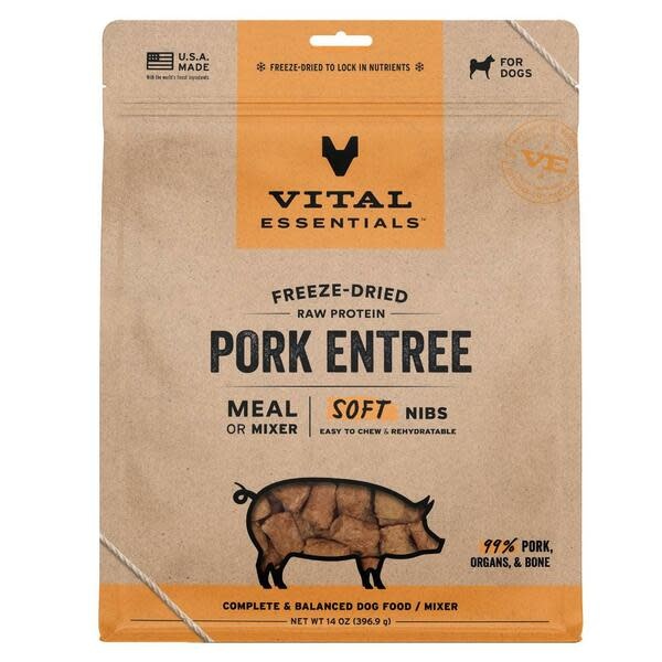Vital Essentials FD Raw Pork Entree & Mixer Soft Nibs 14OZ