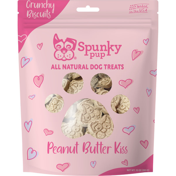 Spunky Pup Crunchy Biscuits Peanut Butter Kiss 10oz
