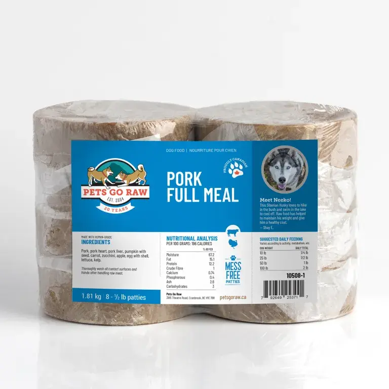Pets Go Raw Pork Full Meal .5lb