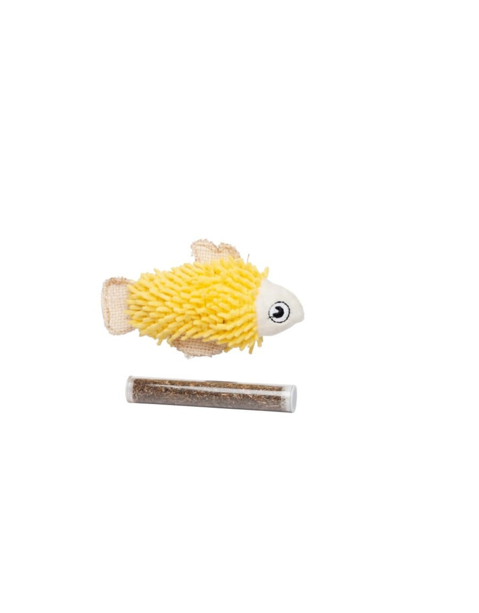 Bud's *DISC* Bud'z jouet poisson jaune + tube herbe à chat