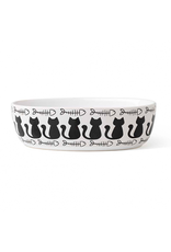 Petrageous *DISC* Petrageous bol  Kitty&fish bone taupe et noir 6.5"