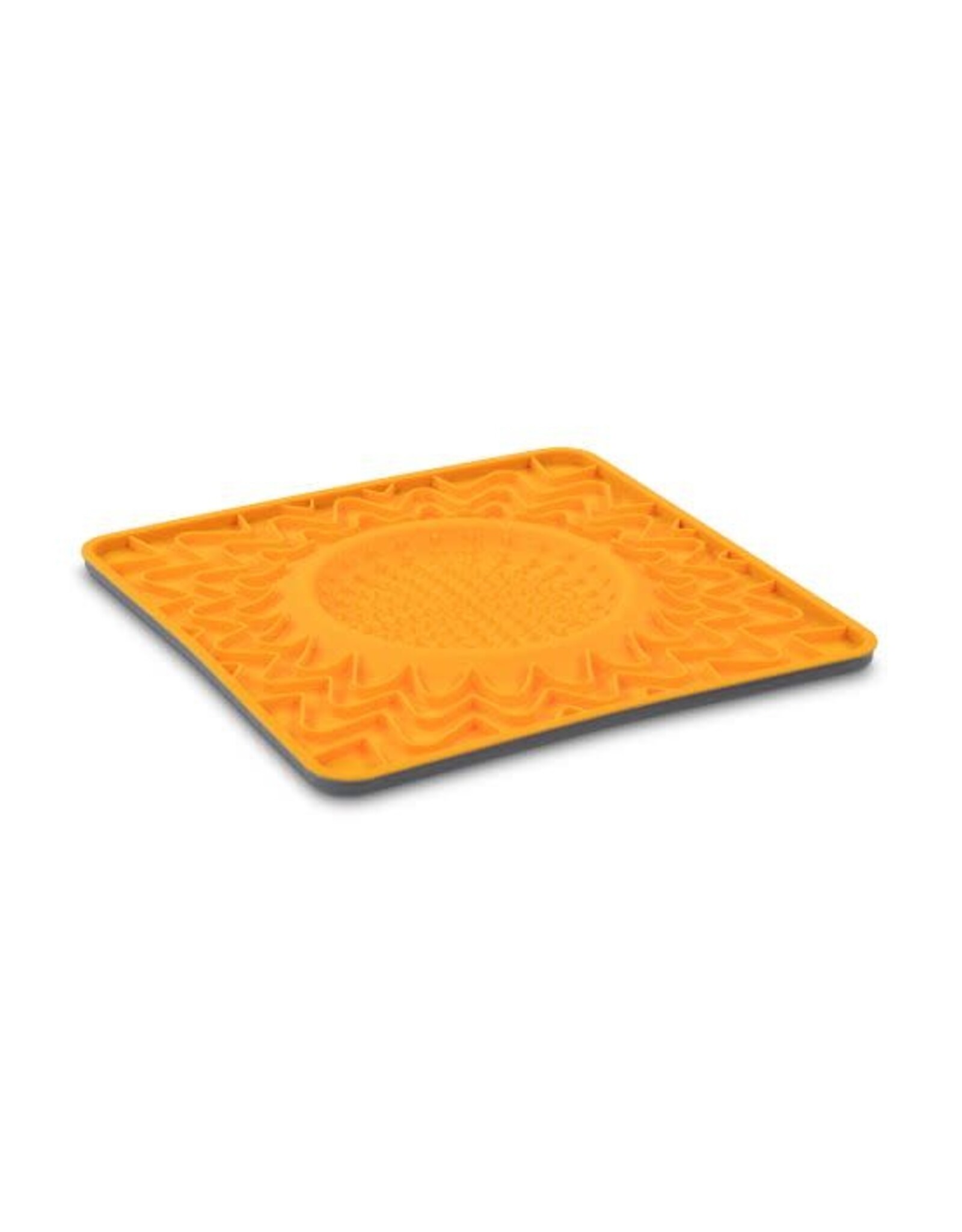 Messy Mutts Messy Mutts Tapis lèchage ''Orange'' avec Cadre bol intégré silicone 10x10''