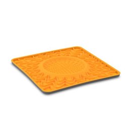 Messy Mutts Messy Mutts Tapis lèchage ''Orange'' avec Cadre bol intégré silicone 10x10''