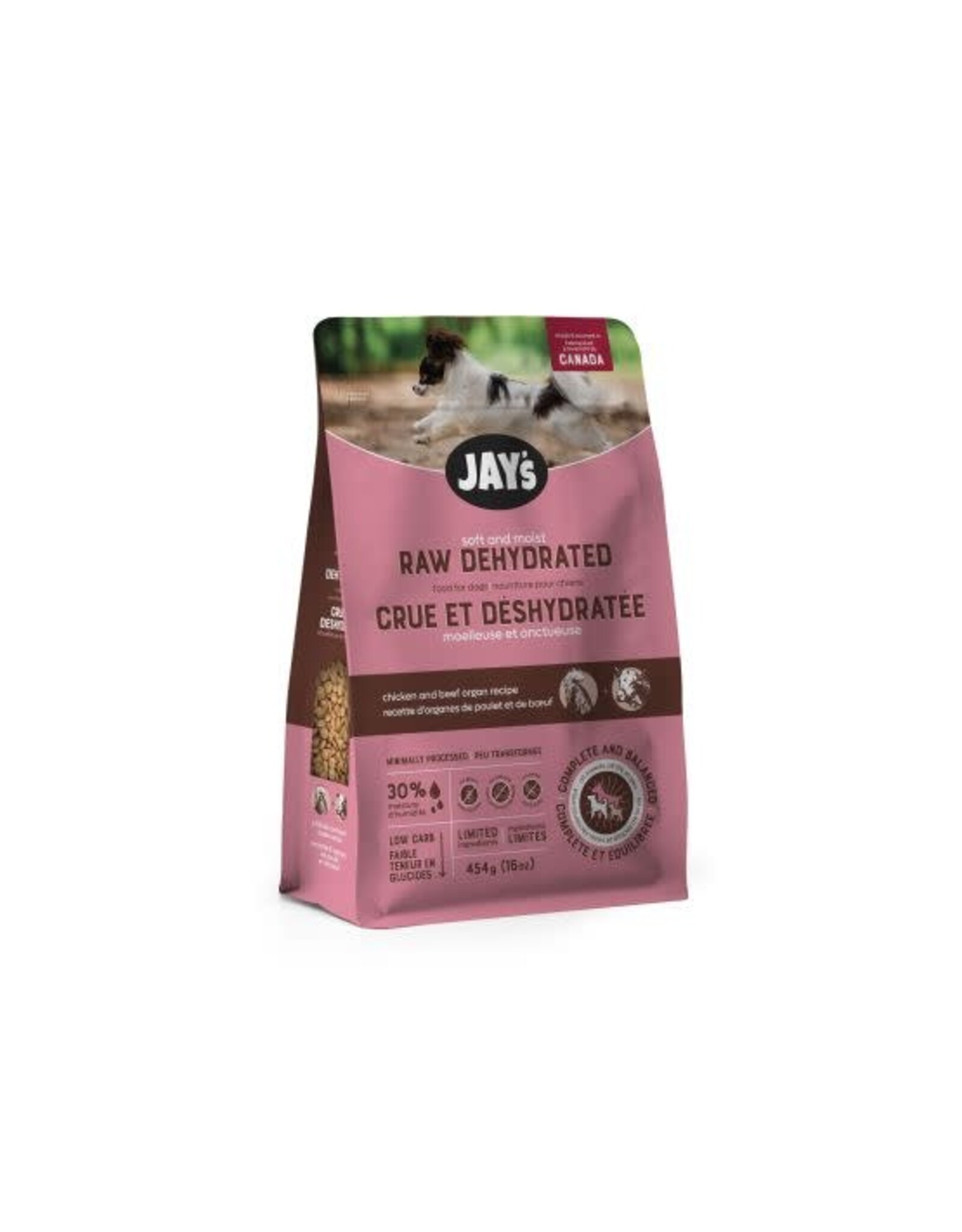 Jays tasty Jay's Nourriture crue et déshydratée organes de poulet et de boeuf 454g.