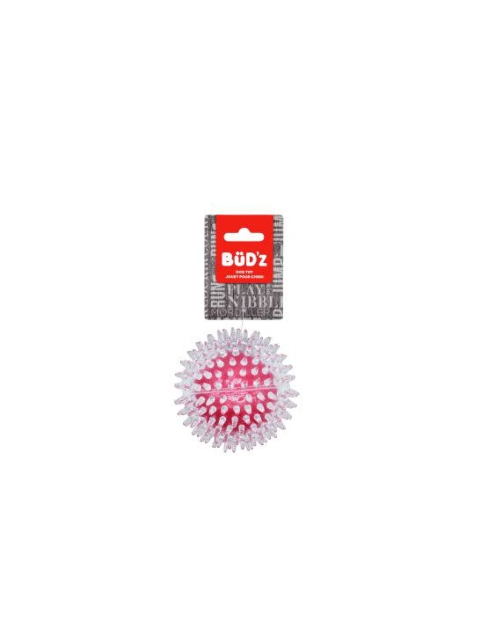 Bud's *DISC* Bud'z balle caoutchouc à pointes rouge 9cm