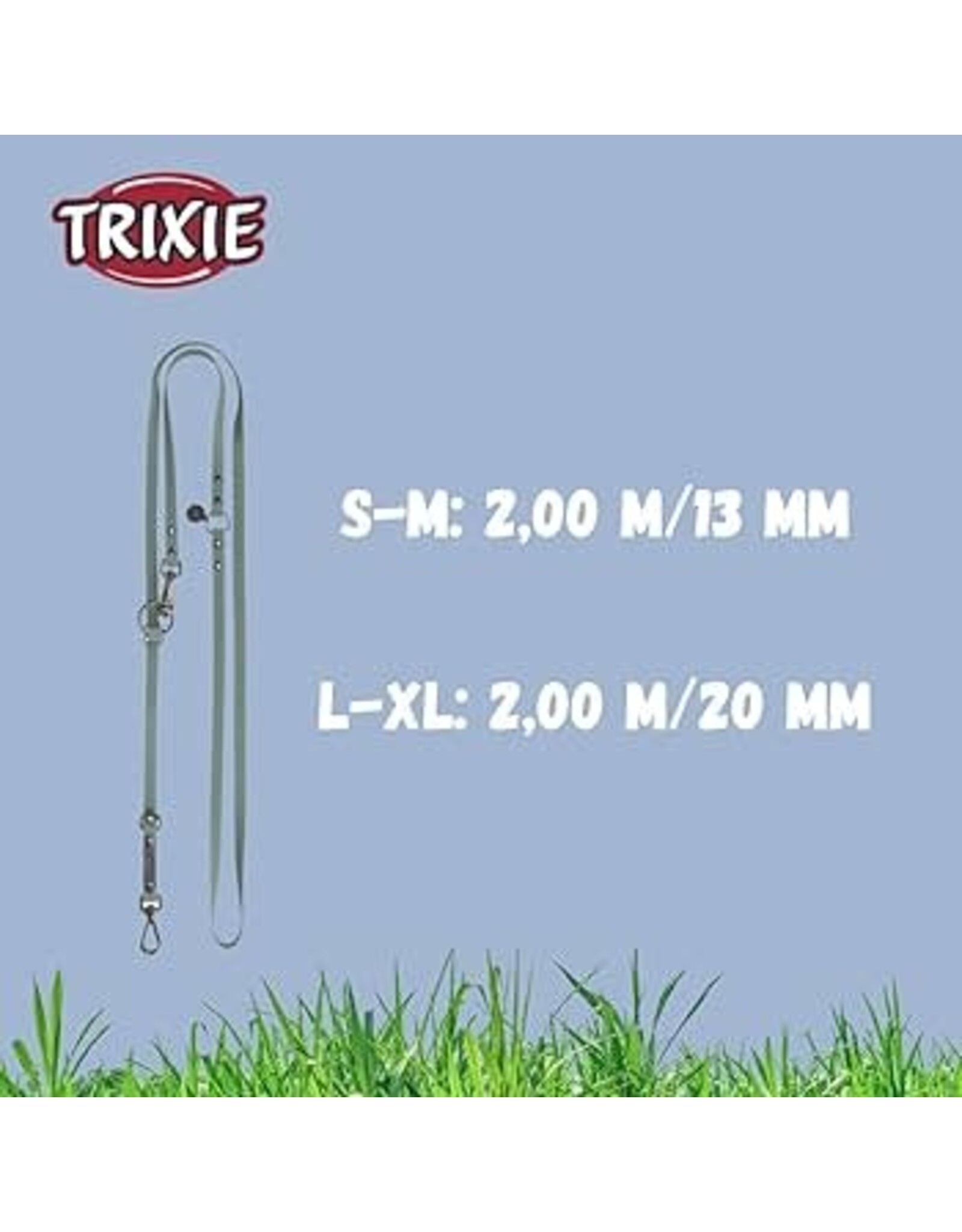 Trixie Trixie Laisse ajustable en PVC Gris Clair 2m S/M