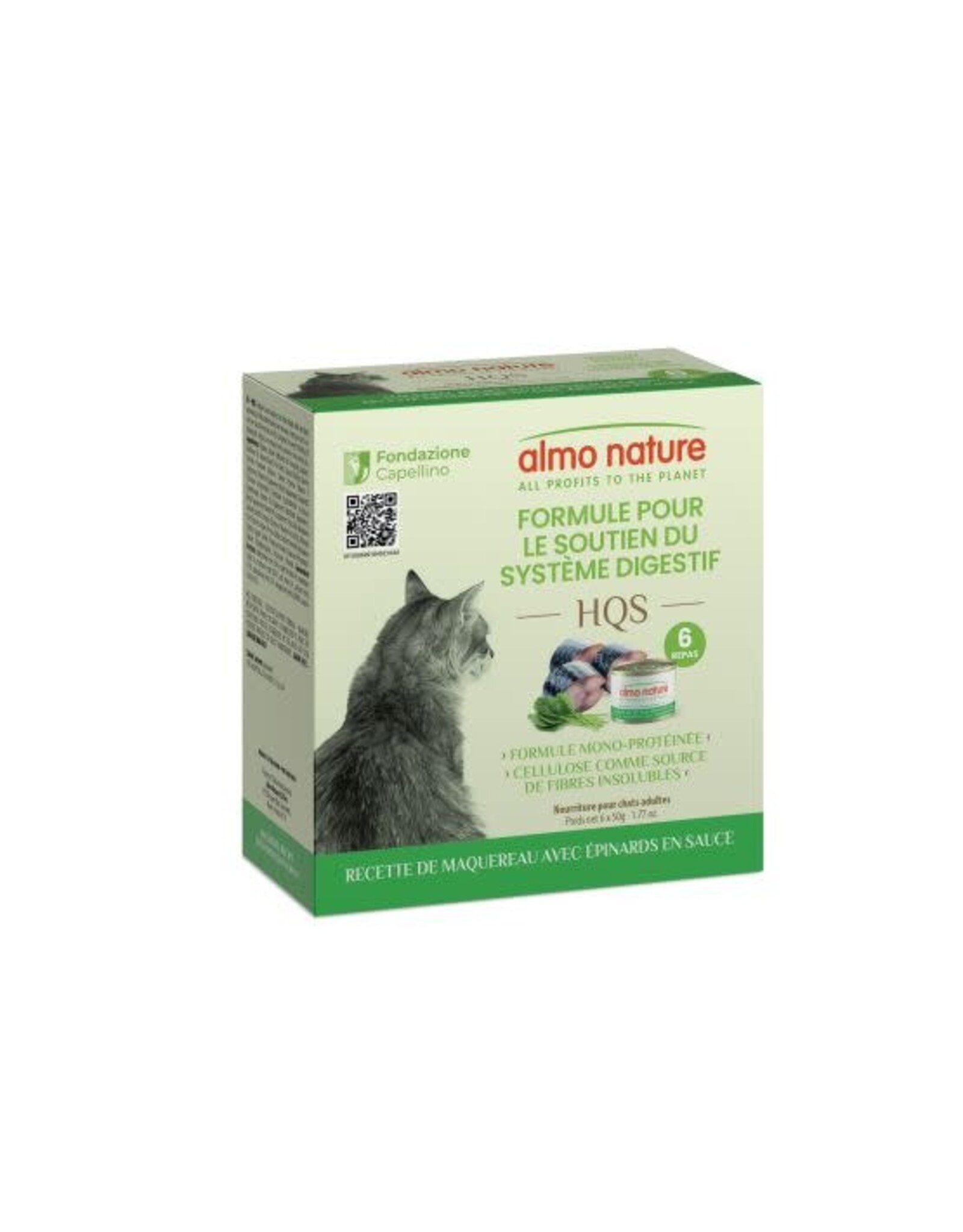 Almo Nature Almo HQS Chat Soutien Digestif maquereau et épinard en sauce 6x50gr