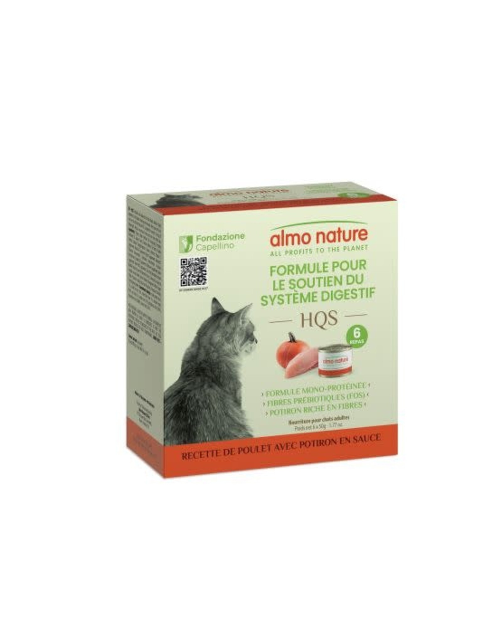 Almo Nature Almo HQS Chat Soutien Digestif poulet et potiron en sauce 6x50gr