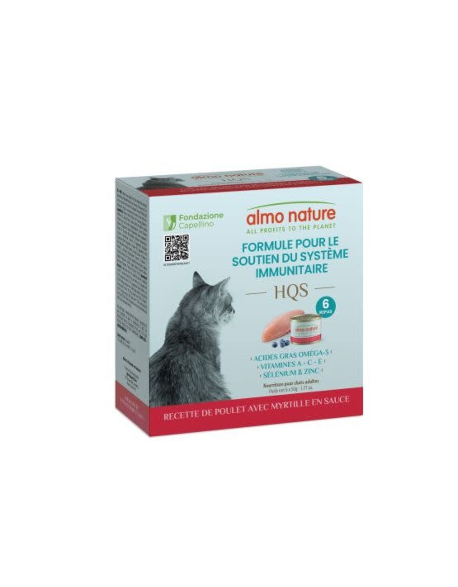 Almo Nature Almo HQS Chat Soutien Immunitaire poulet et bleuet en sauce 6x50gr