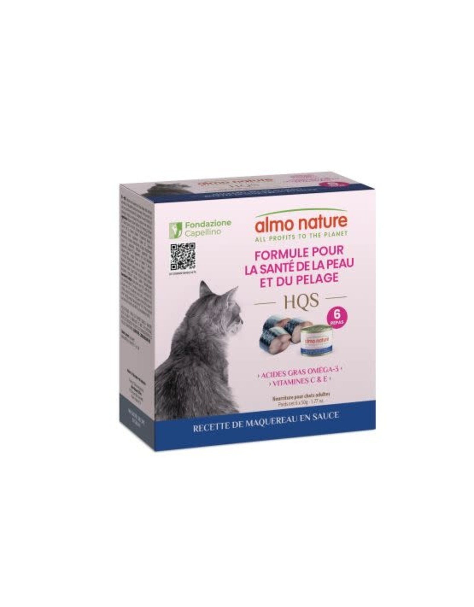 Almo Nature Almo HQS Chat Soutien Peau et Pelage Maquereau en sauce 6x50gr