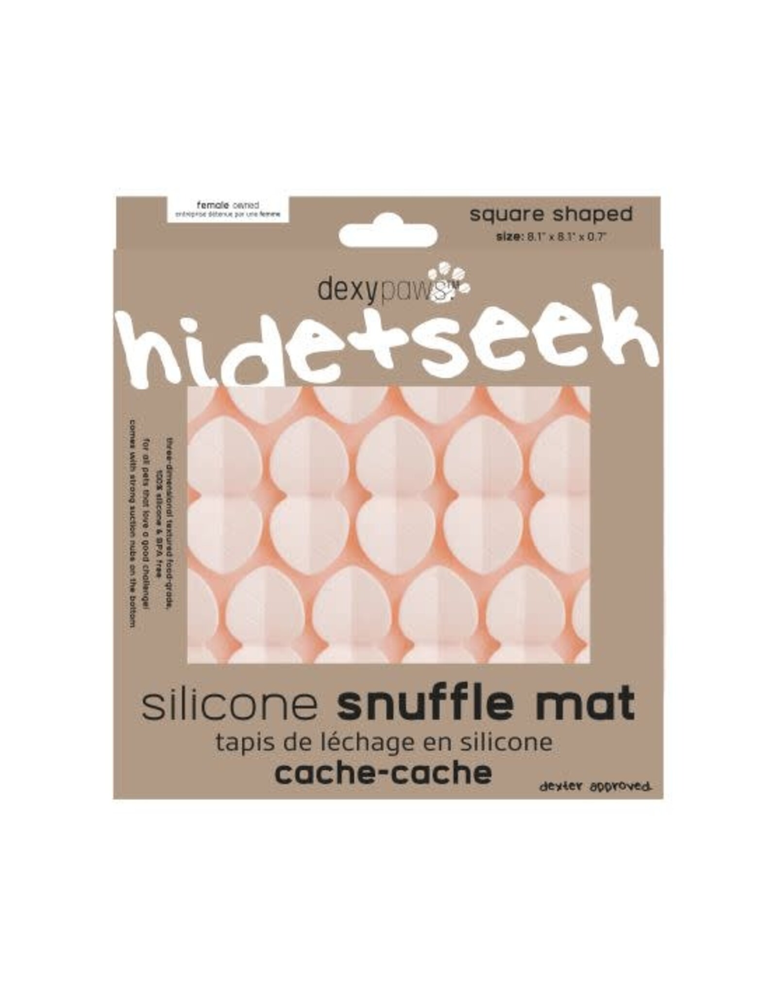 Dexypaws Dexypaws Tapis de léchage silicone cache-cache carré Rose