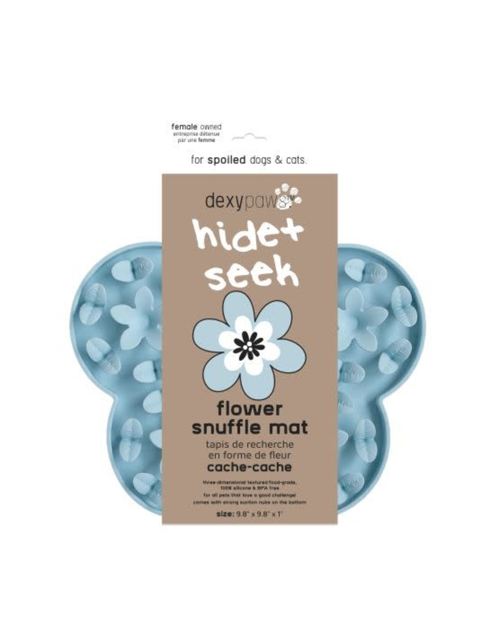 Dexypaws Dexypaws Tapis de léchage silicone cache-cache Fleur Bleu