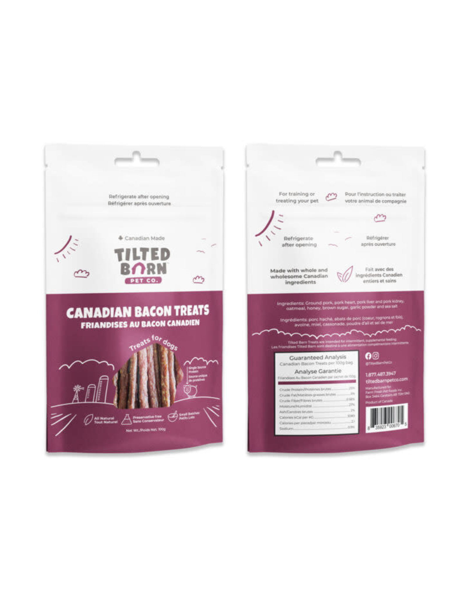 Tilted Barn *DISC* Tilted Barn Friandises au bacon 100g.