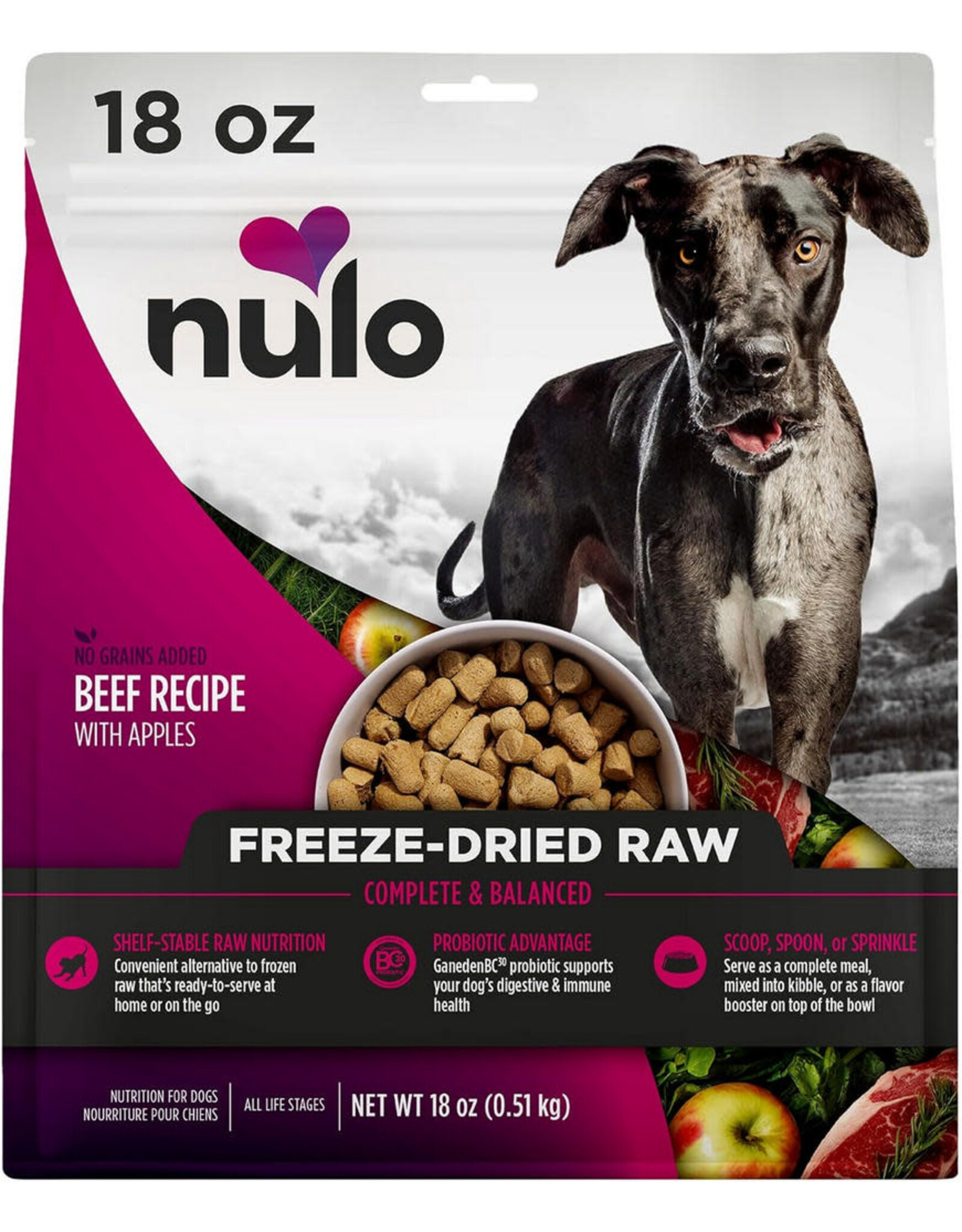 Nulo *DISC* Nulo Nourriture Lyophilisée Boeuf & Pommes 13oz