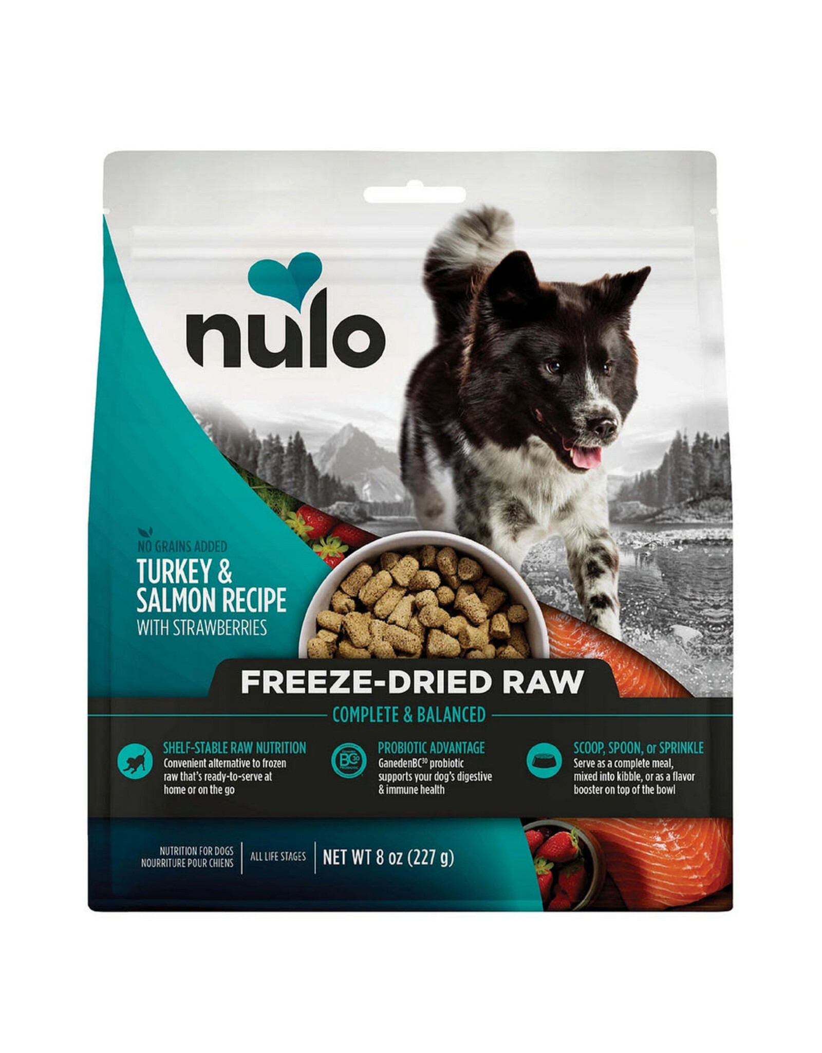 Nulo Nulo Nourriture Lyophilisée Saumon, Dinde & Fraises 8oz
