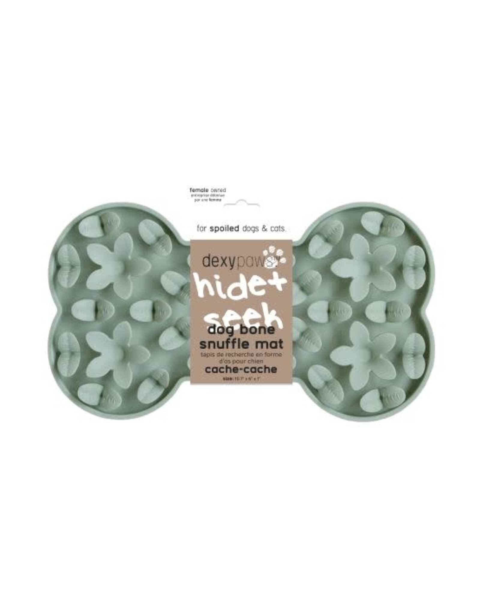 Dexypaws Dexypaws Tapis de léchage silicone cache-cache os vert sauge