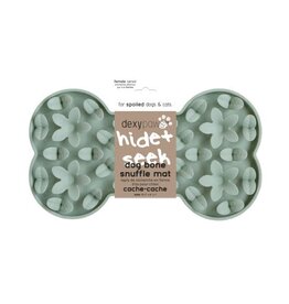 Dexypaws Dexypaws Tapis de léchage silicone cache-cache os vert sauge