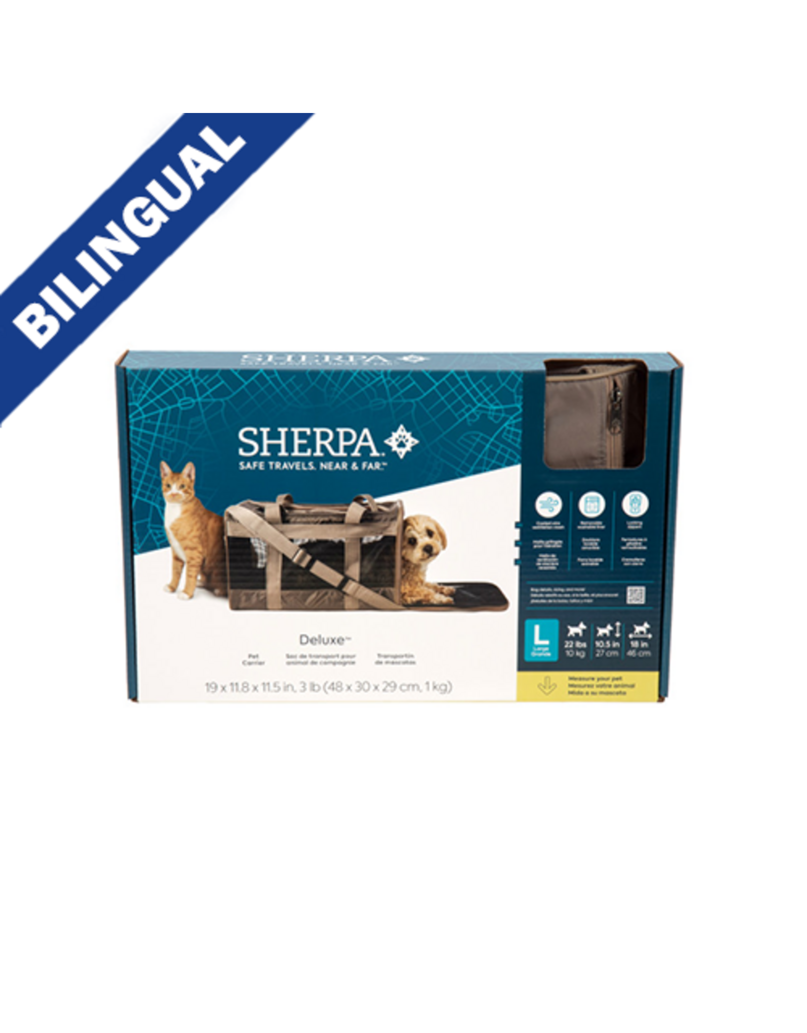 quaker pet group Sherpa sac de transport gris L 22lbs