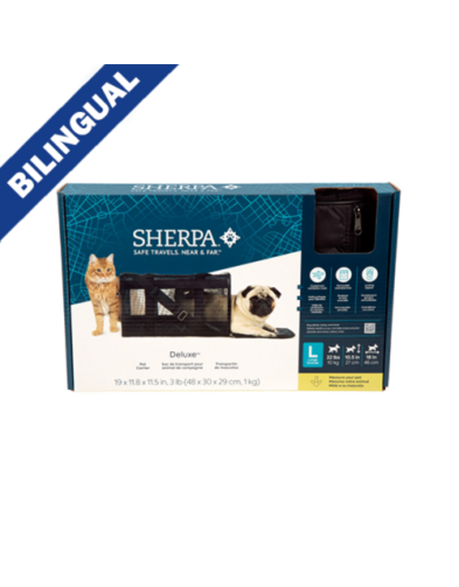 quaker pet group Sherpa sac de transport noir L 22lbs