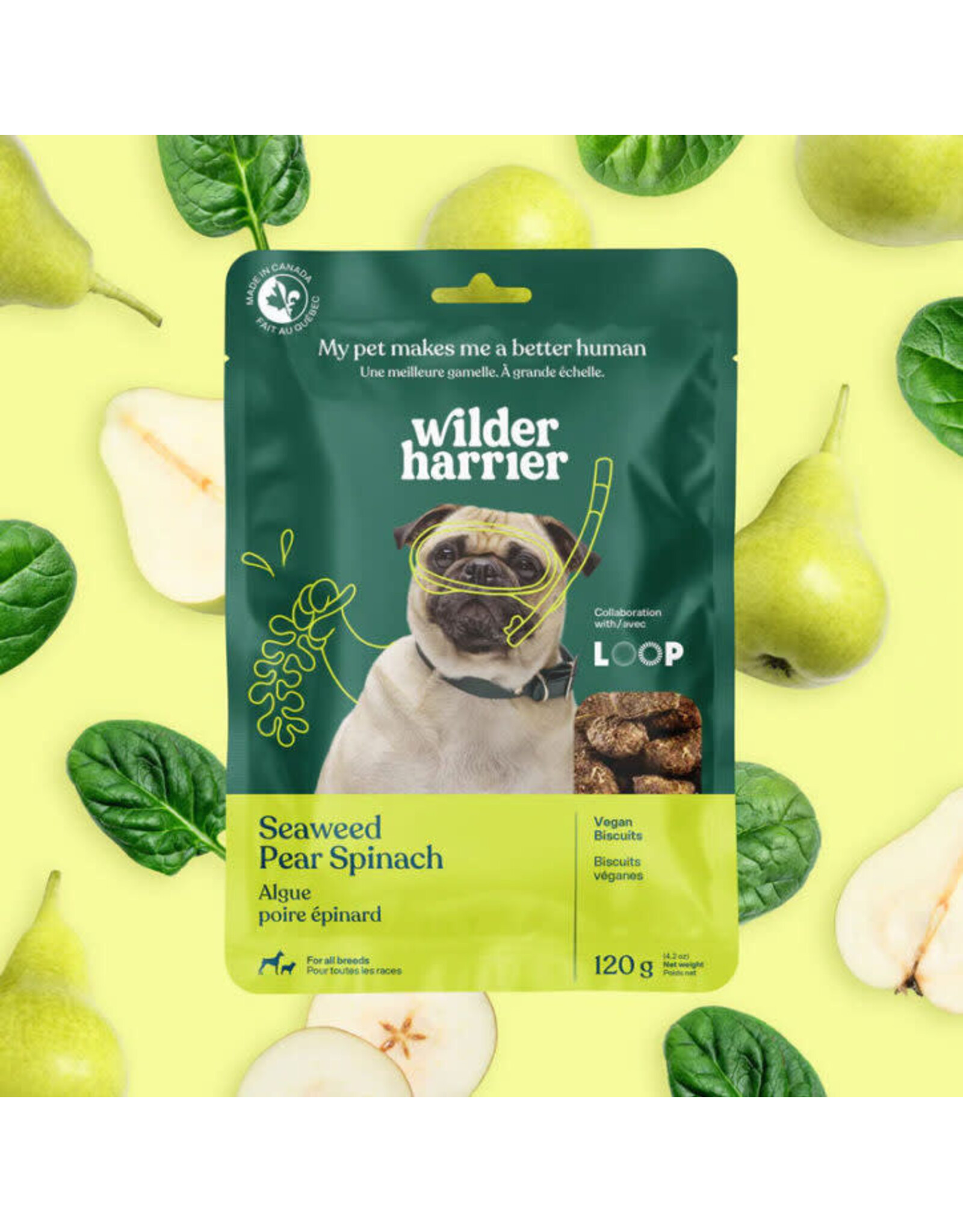 Wilder Harrier Wilder Harrier Gâteries véganes Algues, Poires et Épinards 120g