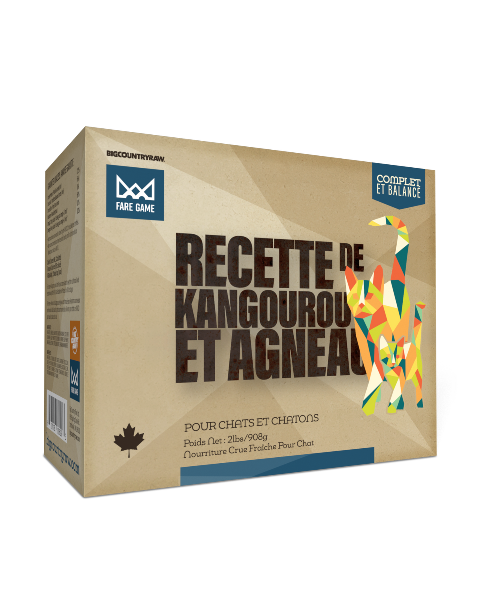 Big Country Raw Big Country Raw Fare Game Agneau et Kangourou 2lb (chat)