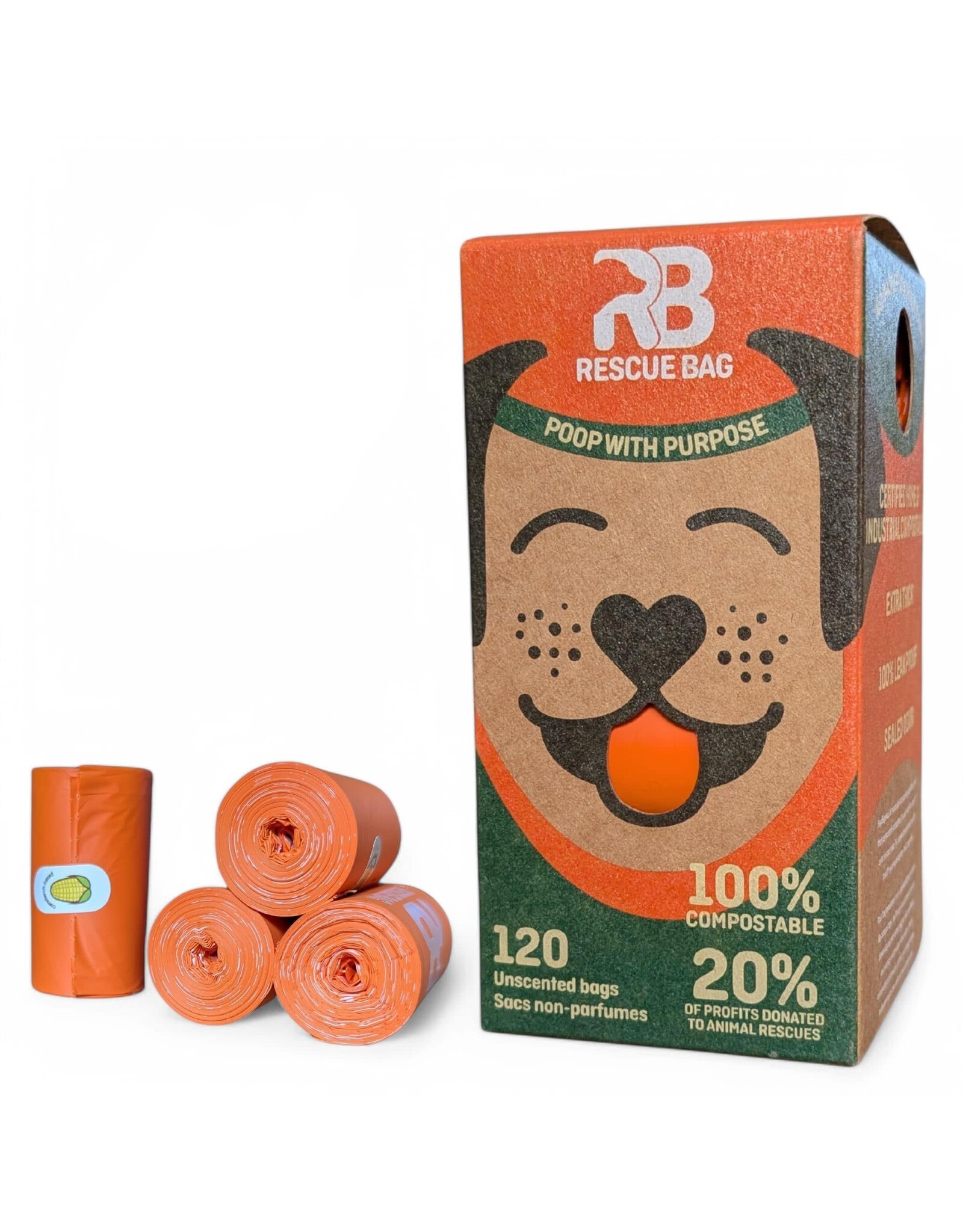 Rescue Bag RB Sacs a excréments compostables 120un