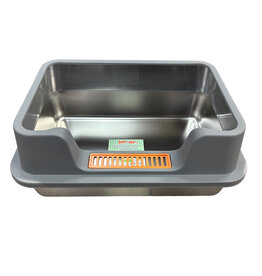 Burgham Simon's SIMONS Bac a Litiere acier inoxydable avec rebords 50x35x22cm