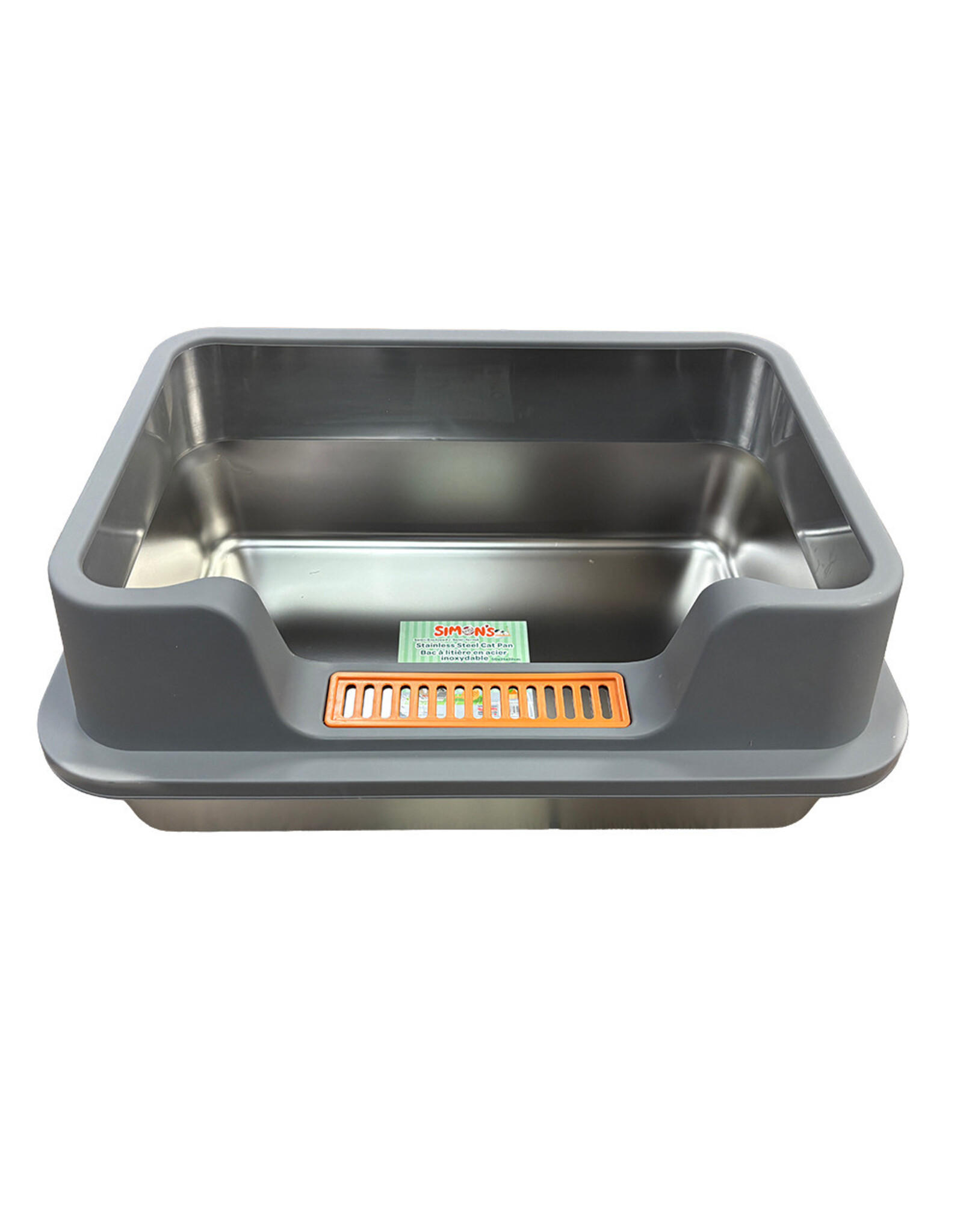 Burgham Simon's SIMONS Bac a Litiere acier inoxydable avec rebords 50x35x22cm