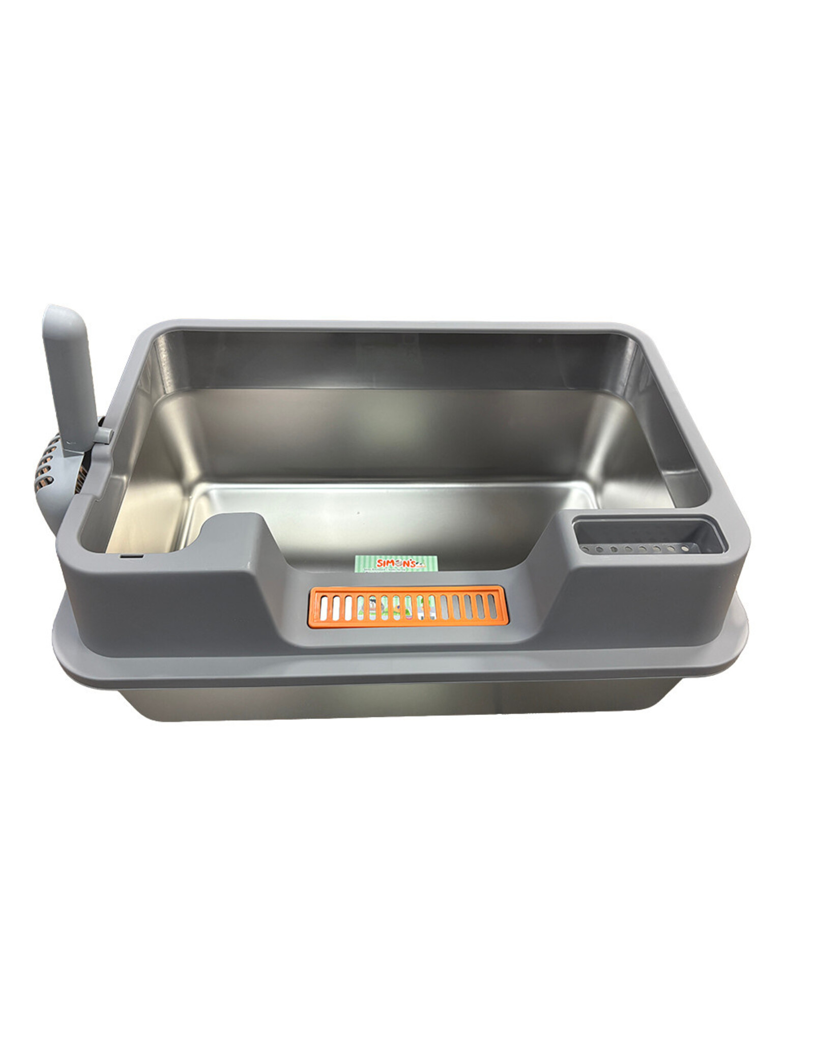Burgham Simon's SIMONS Bac a Litiere acier inoxydable avec rebords 60x40x27cm