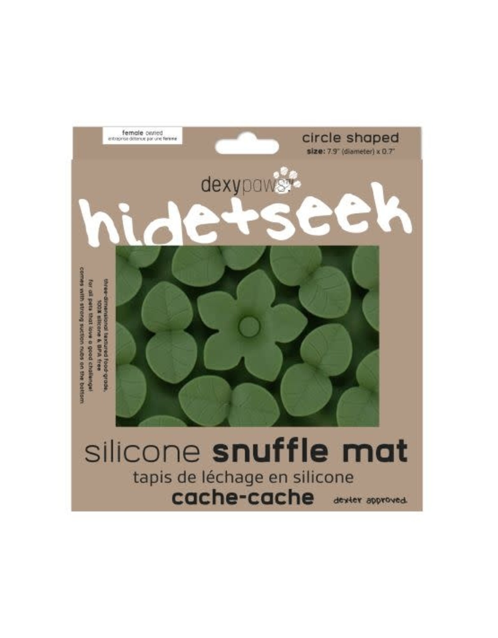 Dexypaws Dexypaws Tapis de léchage silicone cache-cache rond Kaki