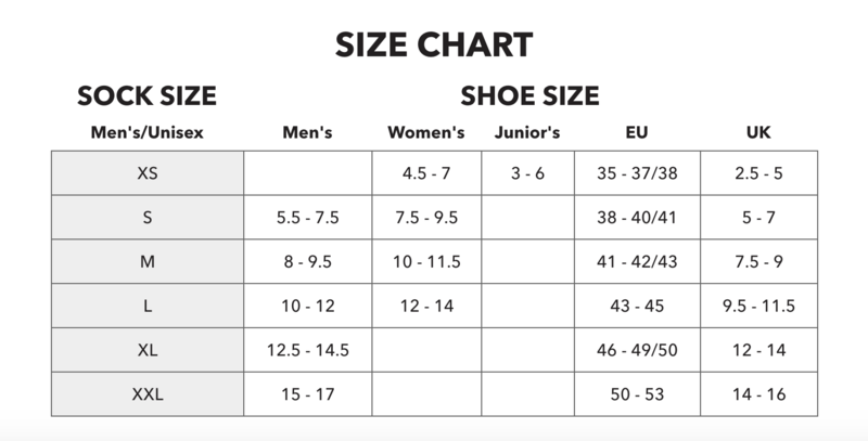 Darn Tough Sock Size Chart