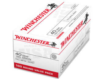 Winchester 40 Cal 100 Round Brass case FMJ 165gf