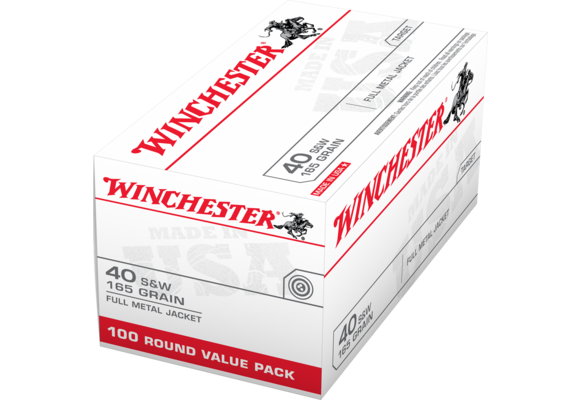 Winchester 40 Cal 100 Round Brass case FMJ 165gf
