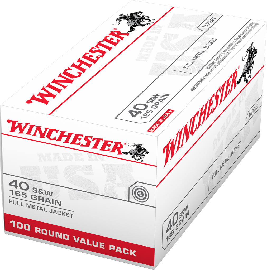 Winchester 40 Cal 100 Round Brass case FMJ 165gf