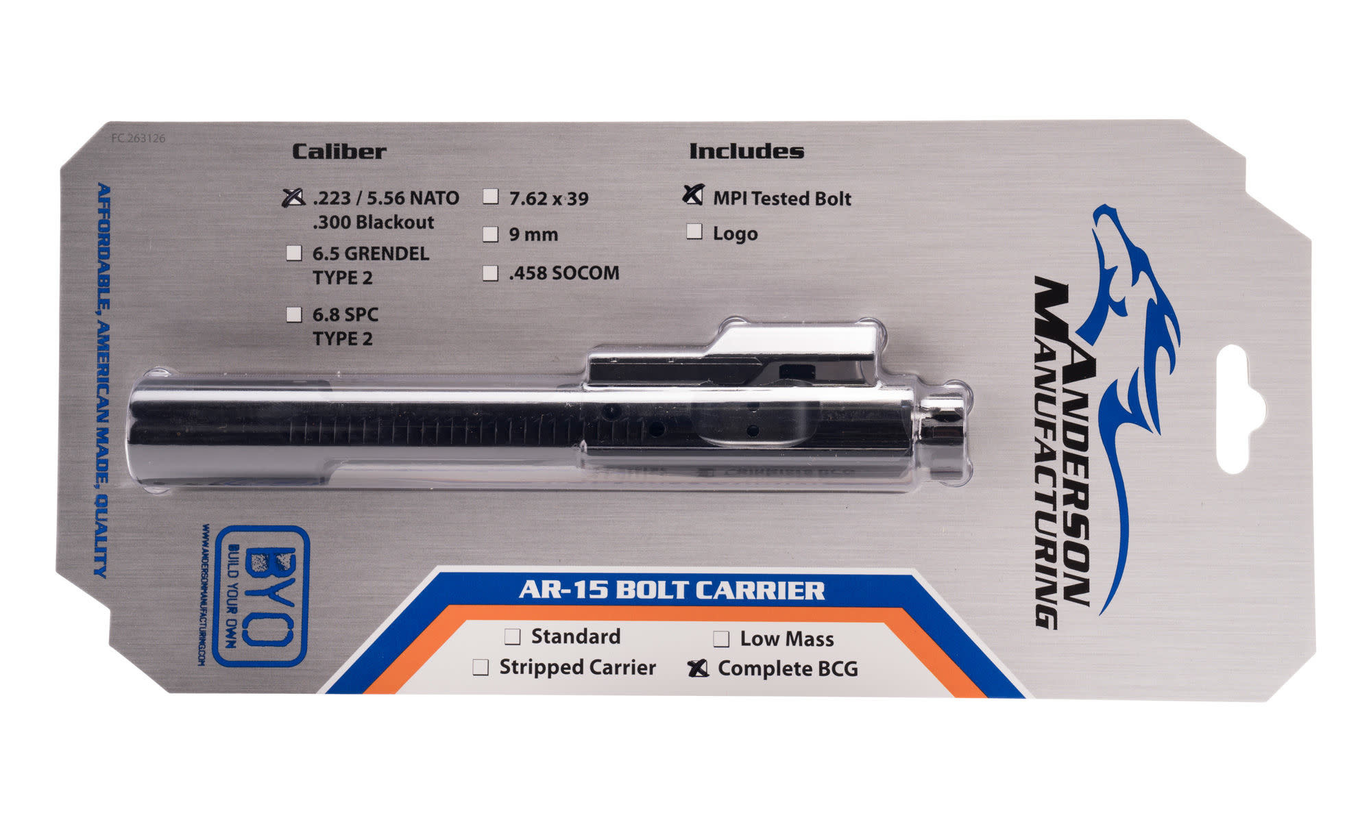 BOLT CARRIER GROUP ASSY., 5.56 NATO, M16 PROFILE, NITRIDE BOLT & CARRIER RETAIL PACKAGED