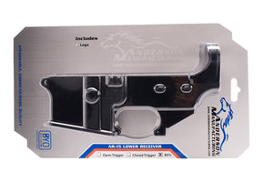 PACKAGED 80% LOWER RECEIVER, AM-15, OPEN TRIGGER, ANODIZED BLACK