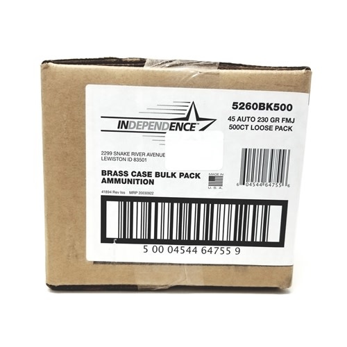 CCI Independence 45 AUTO 230GR FMJ 500RD BULK BOX