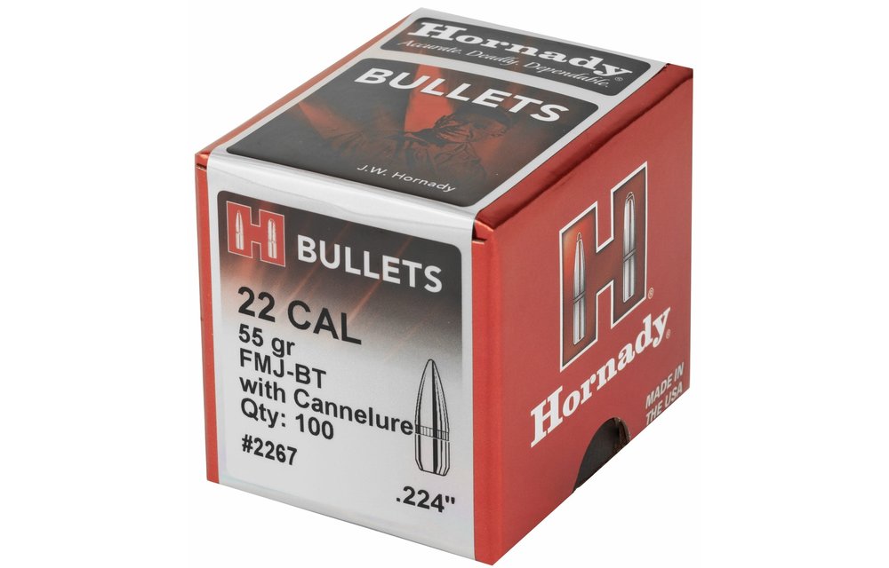 Hornady 22 CAL .224 55 GR FMJ-BT W/C (2267)