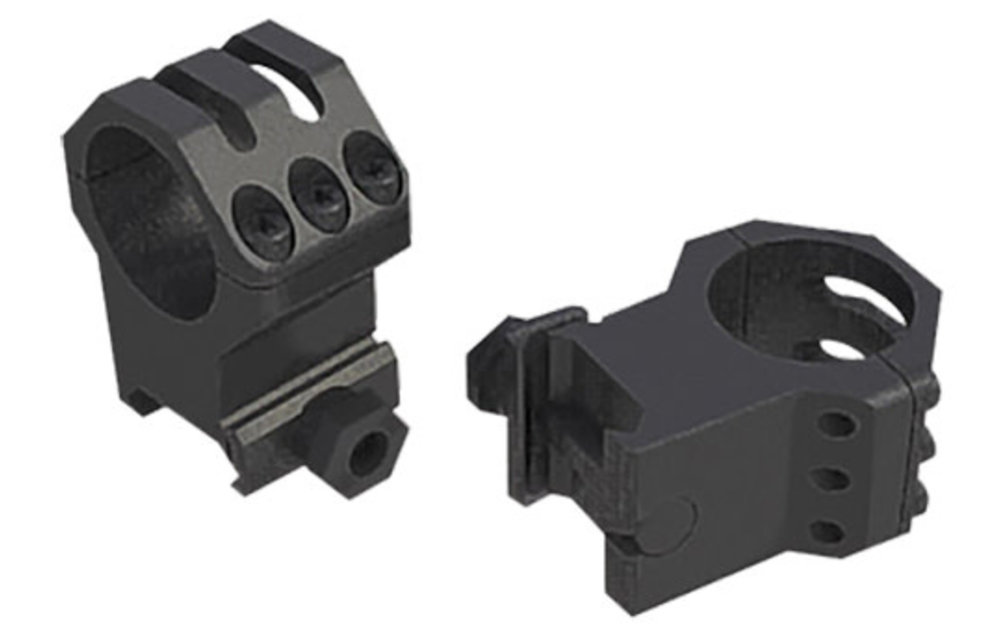 Six Hole Tactical Scope Ring Set For Rifle Picatinny/Weaver Medium 1" Tube Black Anodized Aluminum