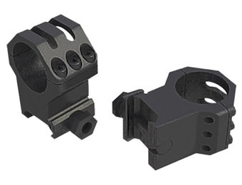 Six Hole Tactical Scope Ring Set For Rifle Picatinny/Weaver Medium 1" Tube Black Anodized Aluminum