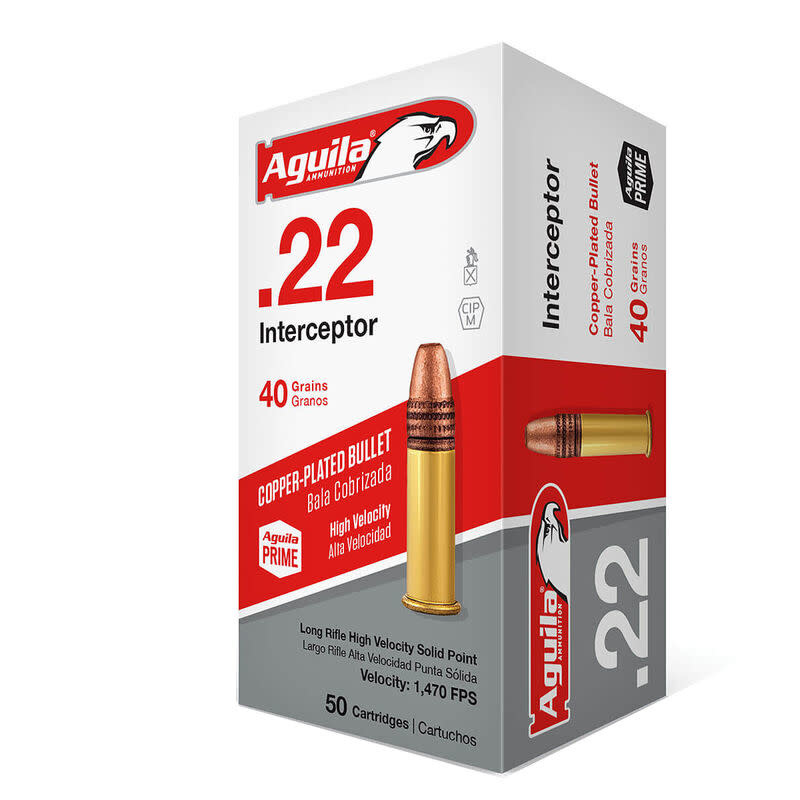 Aguila Interceptor .22 LR Ammunition 40 Grain CP SP 1470 fps