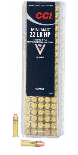 CCI Mini-Mag .22LR 36GR Copper-Plate HP 100Rds
