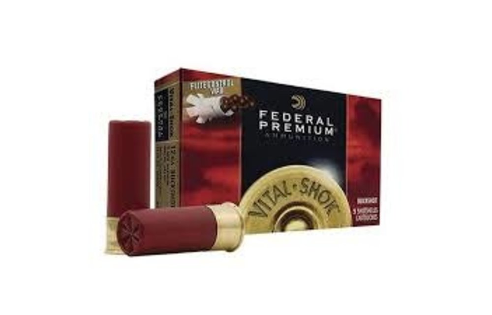 Federal Vital-Shok 12 Gauge Ammunition 5 Rounds 3" 00 Buck Copper Plated 12 Pellets 1325fps