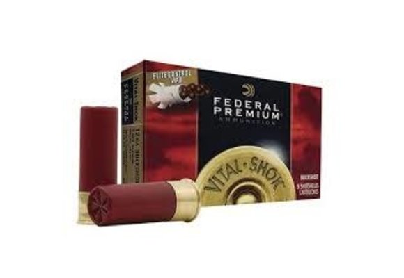 Federal Vital-Shok 12 Gauge Ammunition 5 Rounds 3" 00 Buck Copper Plated 12 Pellets 1325fps