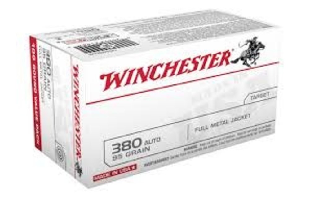 Winchester .380 acp 95 Grain FMJ 100 Rounds/Box Ammo