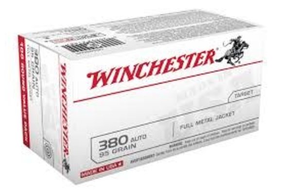 Winchester .380 acp 95 Grain FMJ 100 Rounds/Box Ammo
