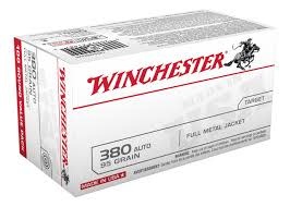 Winchester .380 acp 95 Grain FMJ 100 Rounds/Box Ammo