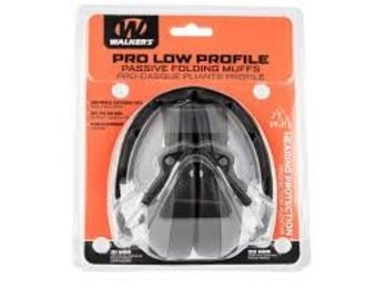 Walkers Pro Low Profile Folding Muff Passive Over Ear Hearing Protection Gra