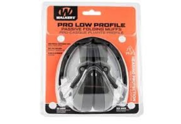 Walkers Pro Low Profile Folding Muff Passive Over Ear Hearing Protection Gra